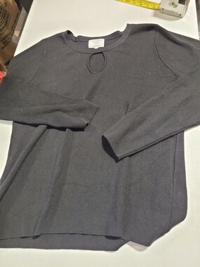 Absolutely Black Crewneck Sweater with Keyhole